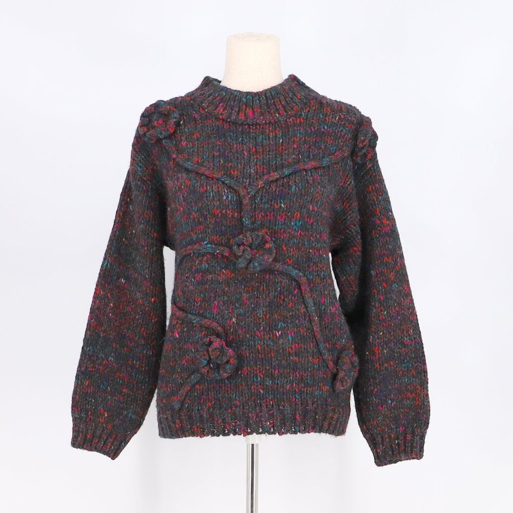 VINTAGE CHELSEA YOUNG Embroidered Floral Multicolor Sweater Size M